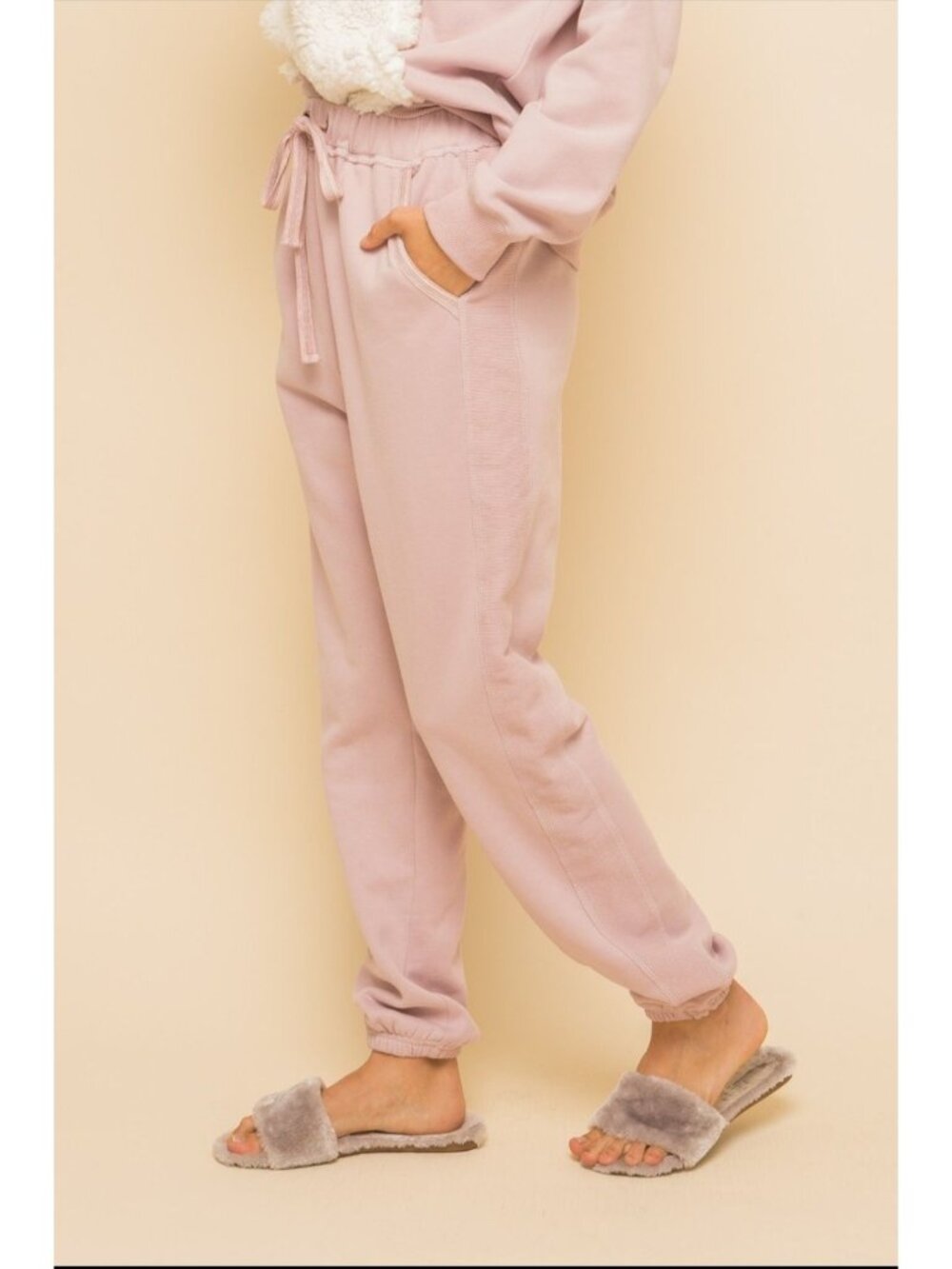 Hem and Thread Mauve Blush Lounge Wear Fleece Sweat Pants Small New